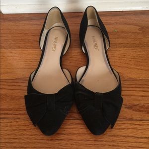 Black Suede Bow Flats